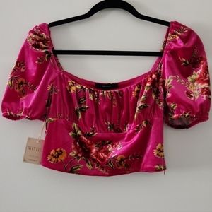 Forever 21 Floral Velvet  Crop Top